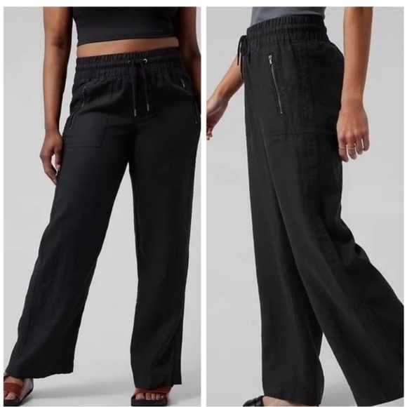 ATHLETA Cabo Linen Wide Leg Pants Black 4/p - Picture 11 of 12